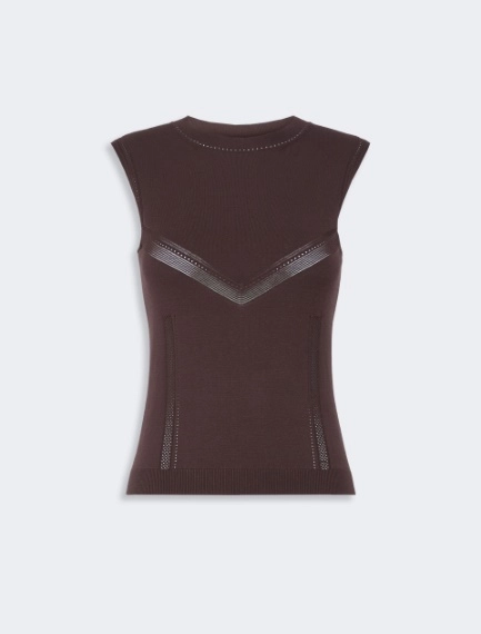 Trompe l’oeil-look viscose top - CHOCOLATE - Sportmax
