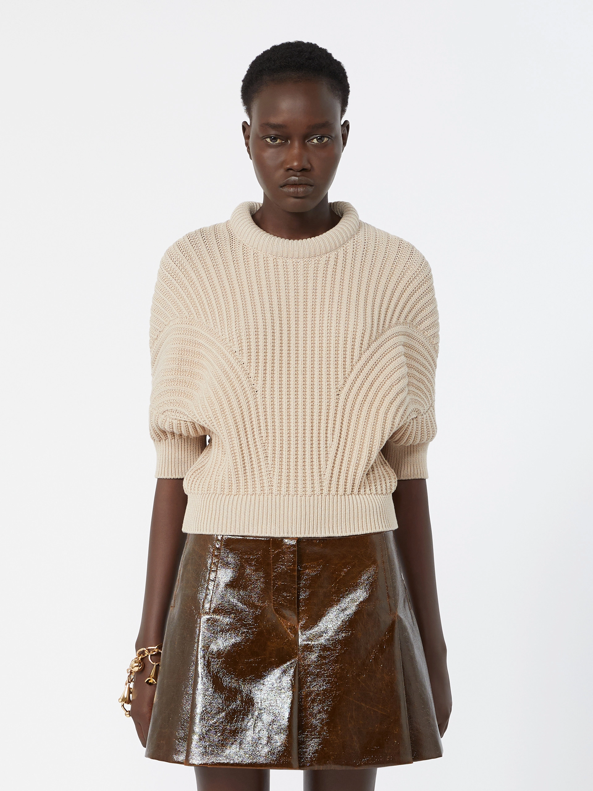 Sunburst-patterned cotton-blend sweater - BEIGE - Sportmax - 2