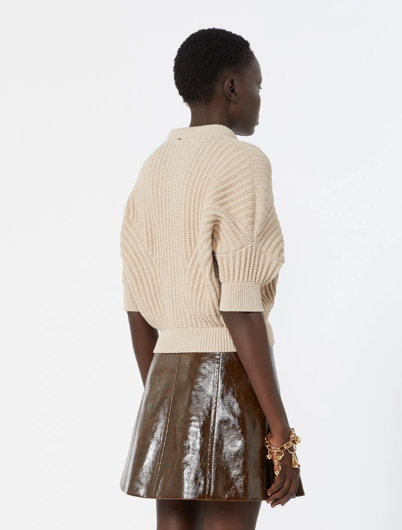 Sunburst-patterned cotton-blend sweater - BEIGE - Sportmax - 3