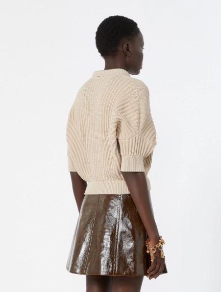 Sunburst-patterned cotton-blend sweater - BEIGE - Sportmax - 3