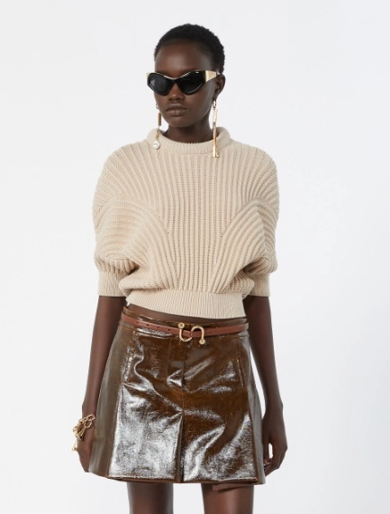 Sunburst-patterned cotton-blend sweater - BEIGE - Sportmax