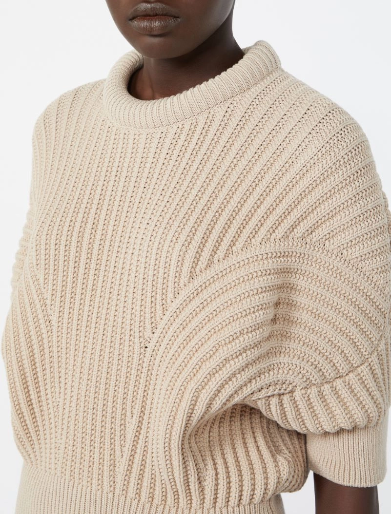 Sunburst-patterned cotton-blend sweater - BEIGE - Sportmax - 5