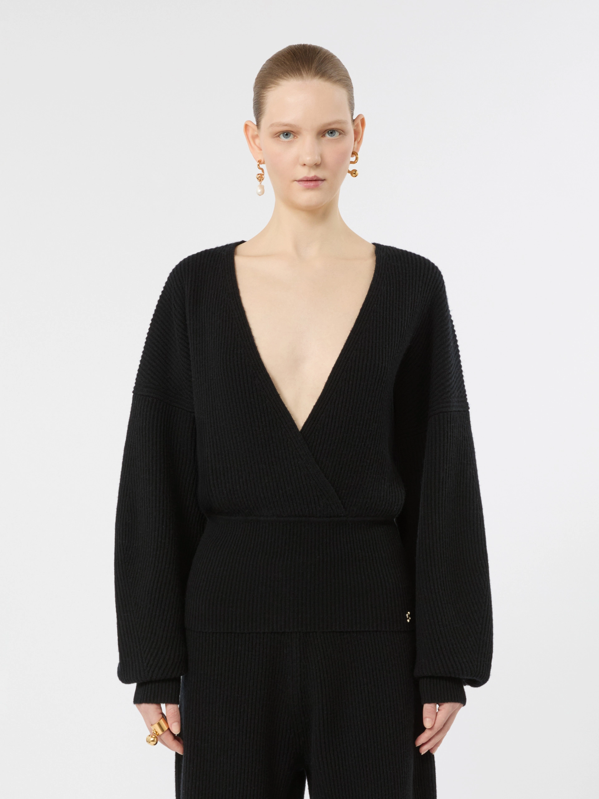 Rib-knit wool and cashmere sweater - BLACK - Sportmax - 2