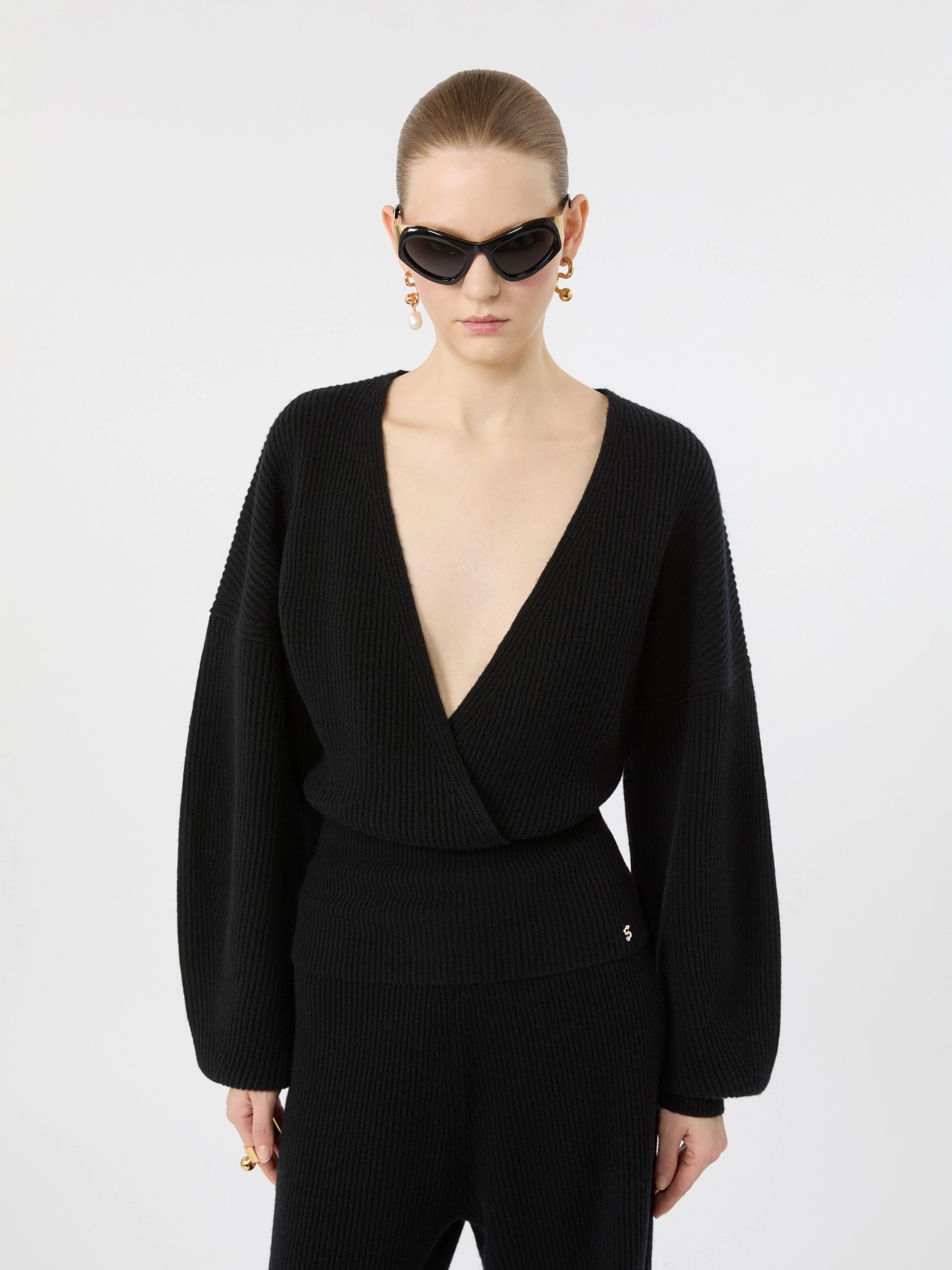 Rib-knit wool and cashmere sweater - BLACK - Sportmax - 4