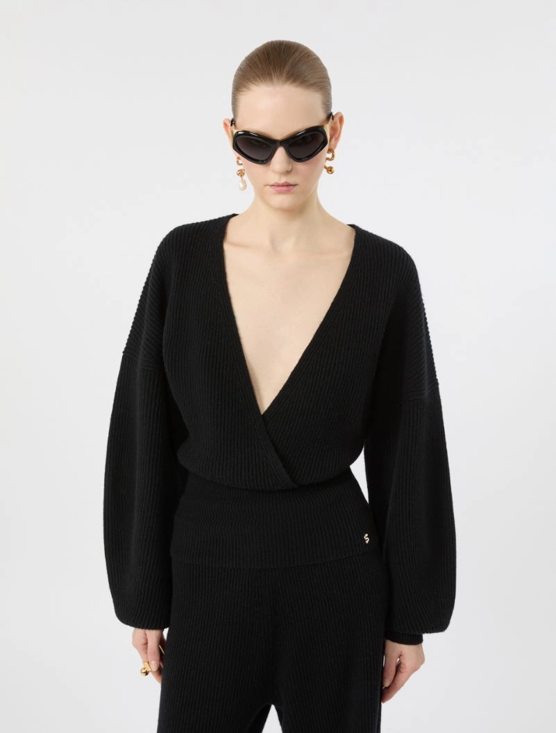 Rib-knit wool and cashmere sweater - BLACK - Sportmax - 4