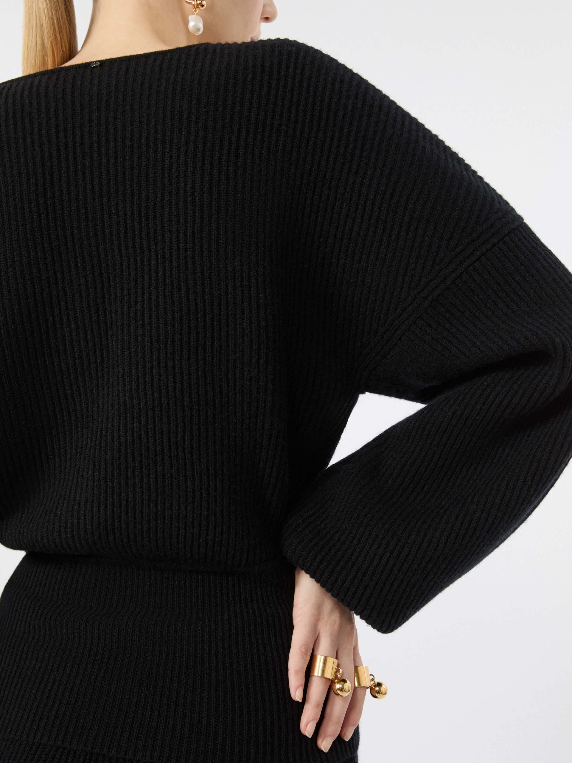 Rib-knit wool and cashmere sweater - BLACK - Sportmax - 5