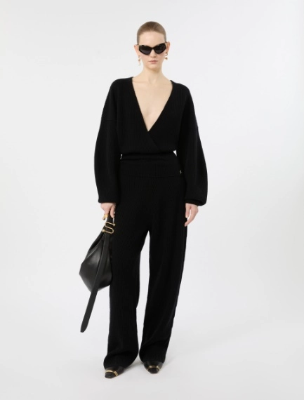 Rib-knit wool and cashmere sweater - BLACK - Sportmax - 1