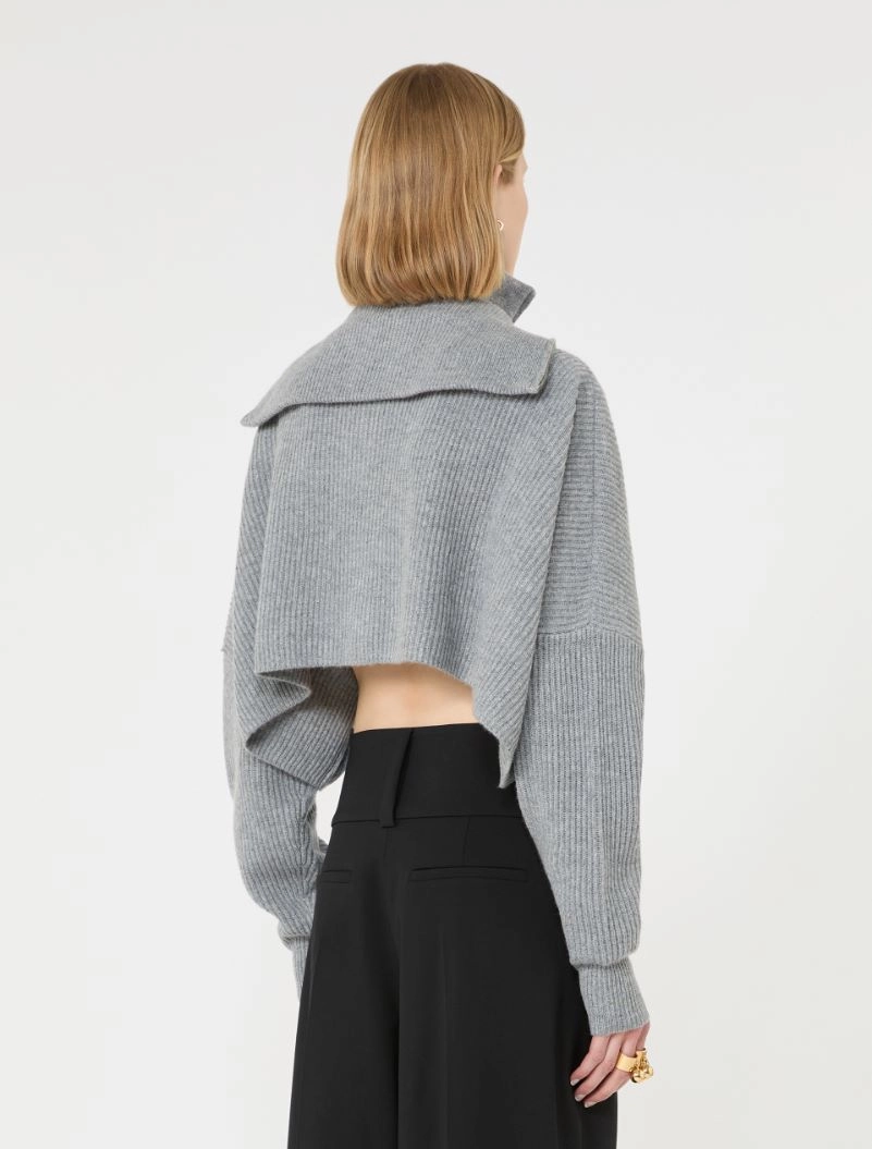 Oversized wool and cashmere cropped sweater - MEDIUM GREY - Sportmax - 3