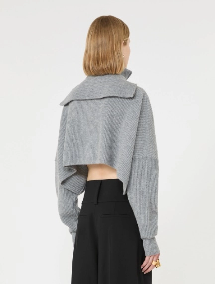 Oversized wool and cashmere cropped sweater - MEDIUM GREY - Sportmax - 3