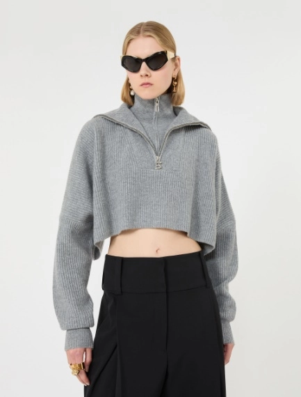 Oversized wool and cashmere cropped sweater - Sportmax