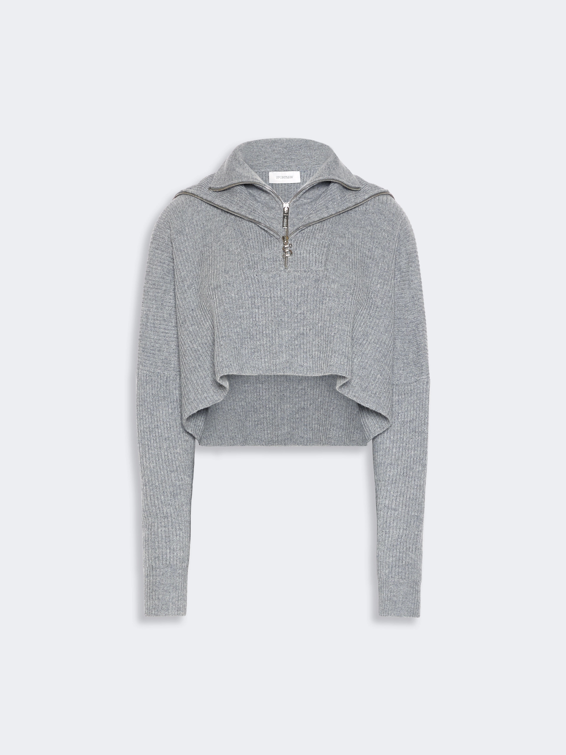 Oversized wool and cashmere cropped sweater - MEDIUM GREY - Sportmax - 6
