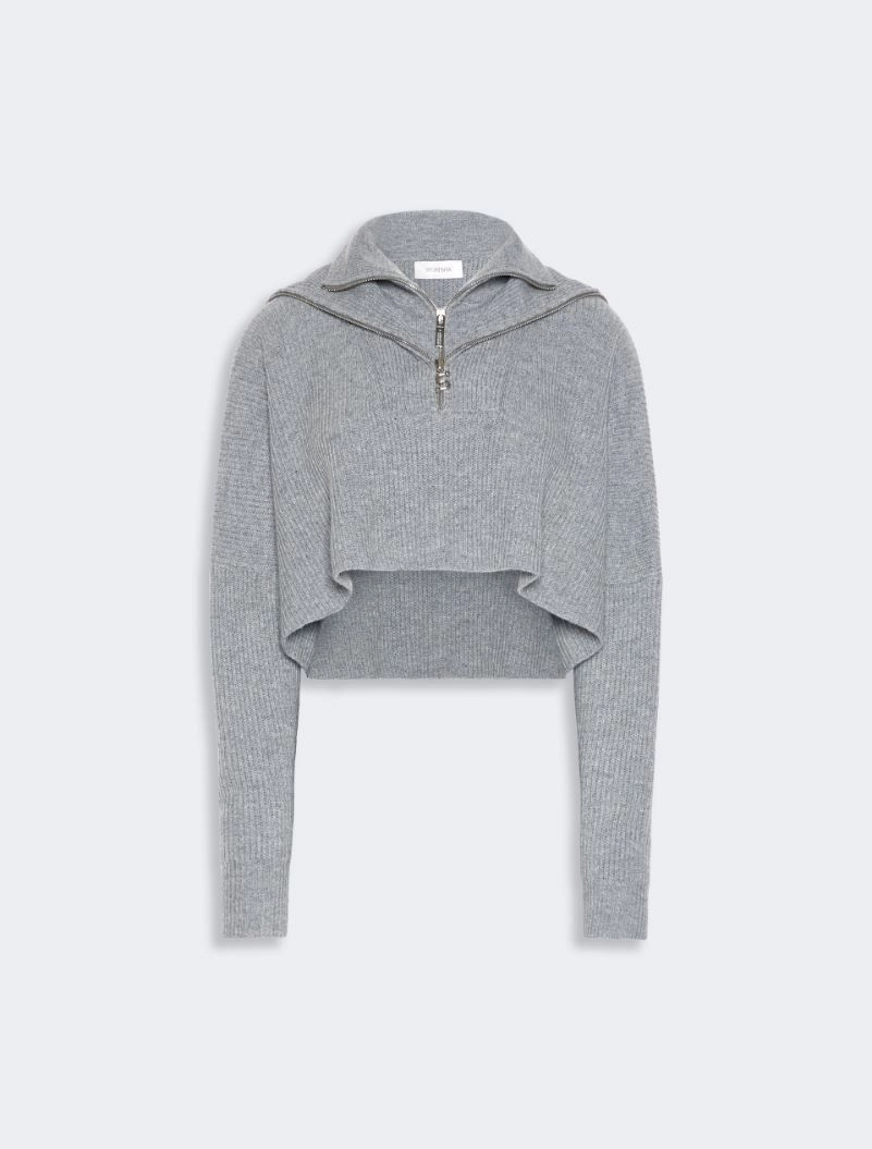 Oversized wool and cashmere cropped sweater - MEDIUM GREY - Sportmax - 6