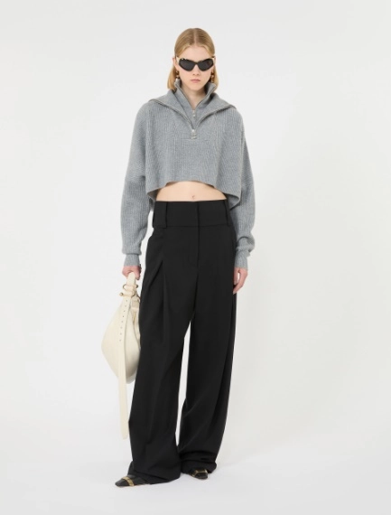 Oversized wool and cashmere cropped sweater - MEDIUM GREY - Sportmax - 1