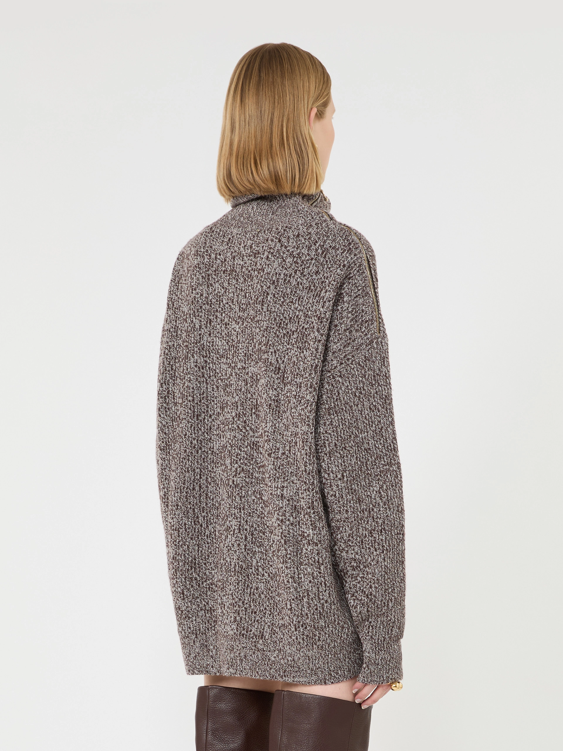 Oversized wool and cashmere sweater with matching scarf detail - RUST - Sportmax - 3