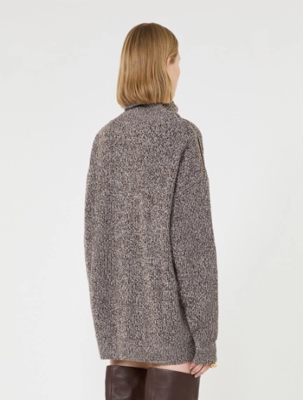 Oversized wool and cashmere sweater with matching scarf detail - RUST - Sportmax - 3