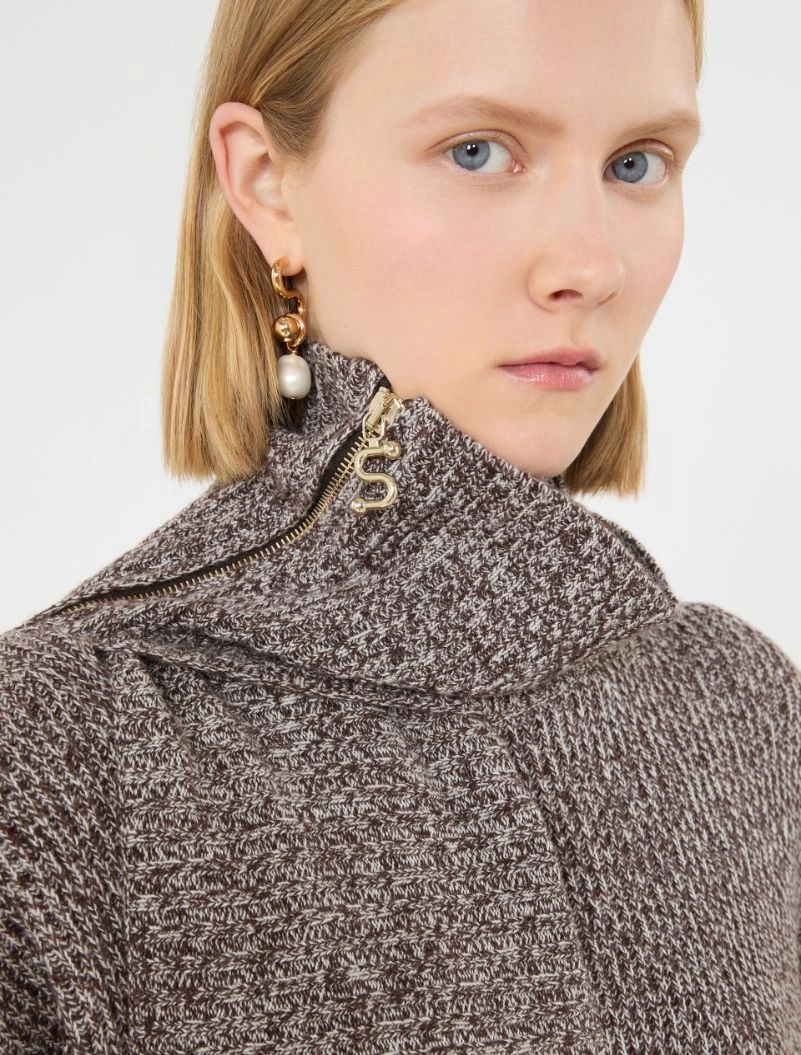 Oversized wool and cashmere sweater with matching scarf detail - RUST - Sportmax - 5