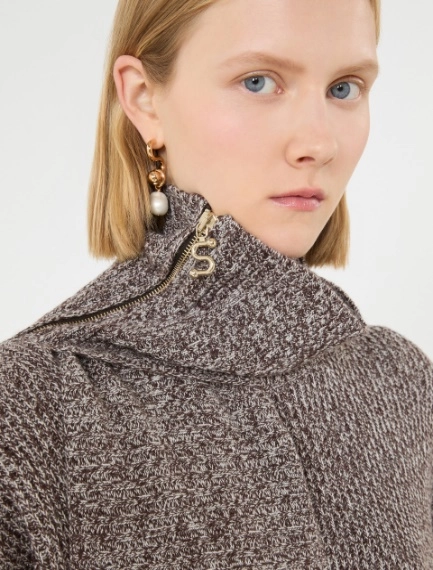 Oversized wool and cashmere sweater with matching scarf detail - RUST - Sportmax - 5
