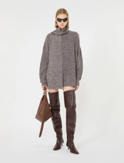 Oversized wool and cashmere sweater with matching scarf detail - RUST - Sportmax - 1