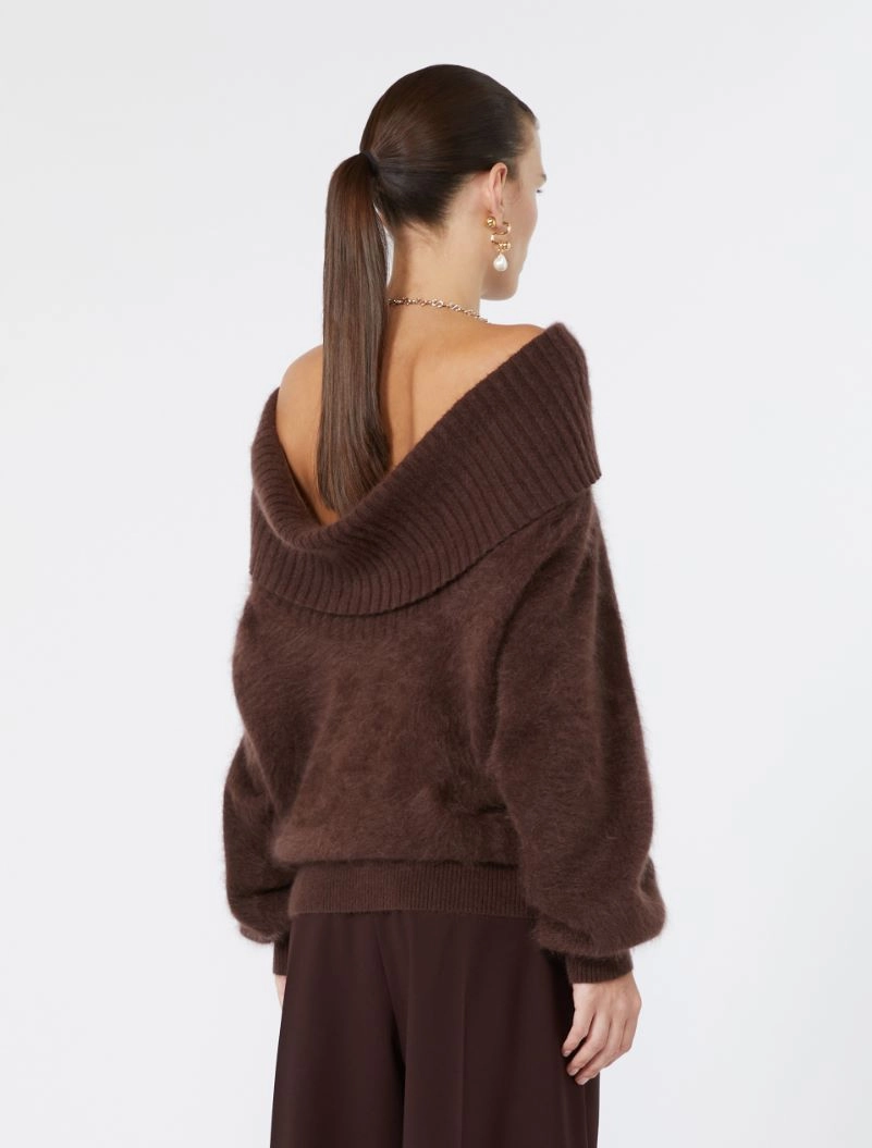 Brushed wool sweater with a low-cut back - CHOCOLATE - Sportmax - 3