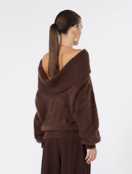 Brushed wool sweater with a low-cut back - CHOCOLATE - Sportmax - 3