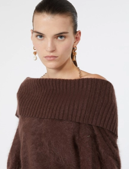 Brushed wool sweater with a low-cut back - CHOCOLATE - Sportmax - 4