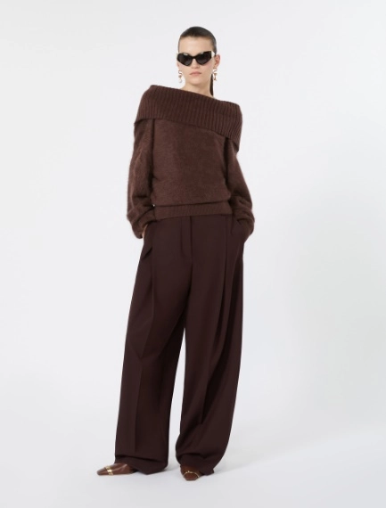 Brushed wool sweater with a low-cut back - CHOCOLATE - Sportmax - 1