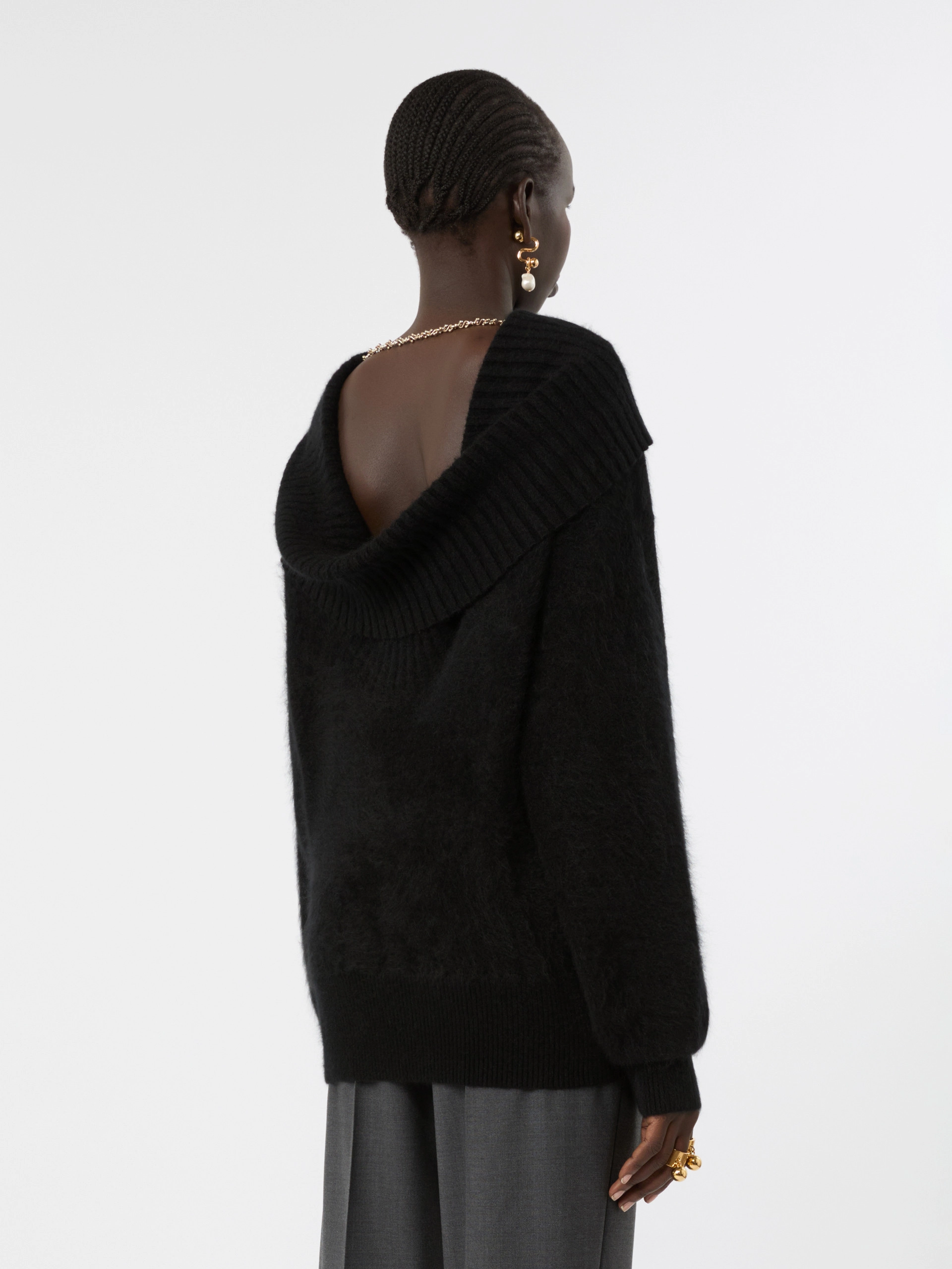 Brushed wool sweater with a low-cut back - BLACK - Sportmax - 3