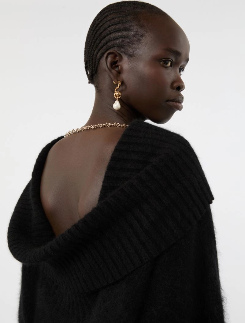 Brushed wool sweater with a low-cut back - BLACK - Sportmax - 5