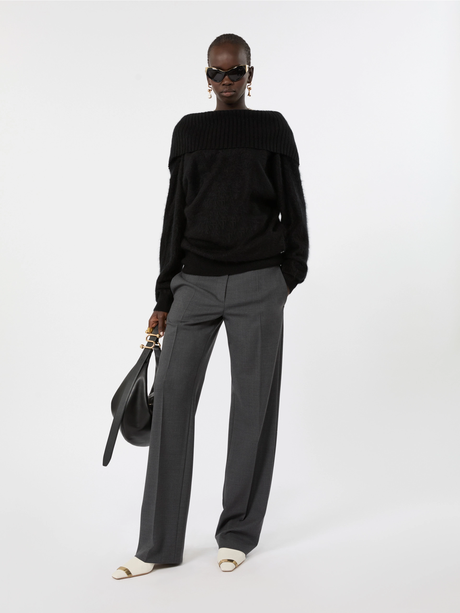 Brushed wool sweater with a low-cut back - BLACK - Sportmax