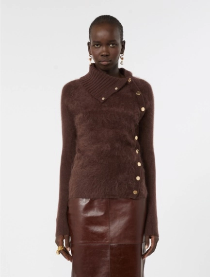 Slim asymmetrical wool sweater - CHOCOLATE - Sportmax - 2