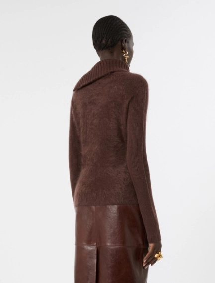 Slim asymmetrical wool sweater - CHOCOLATE - Sportmax - 3
