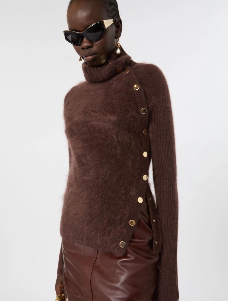 Slim asymmetrical wool sweater - CHOCOLATE - Sportmax - 4