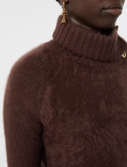 Slim asymmetrical wool sweater - CHOCOLATE - Sportmax - 5