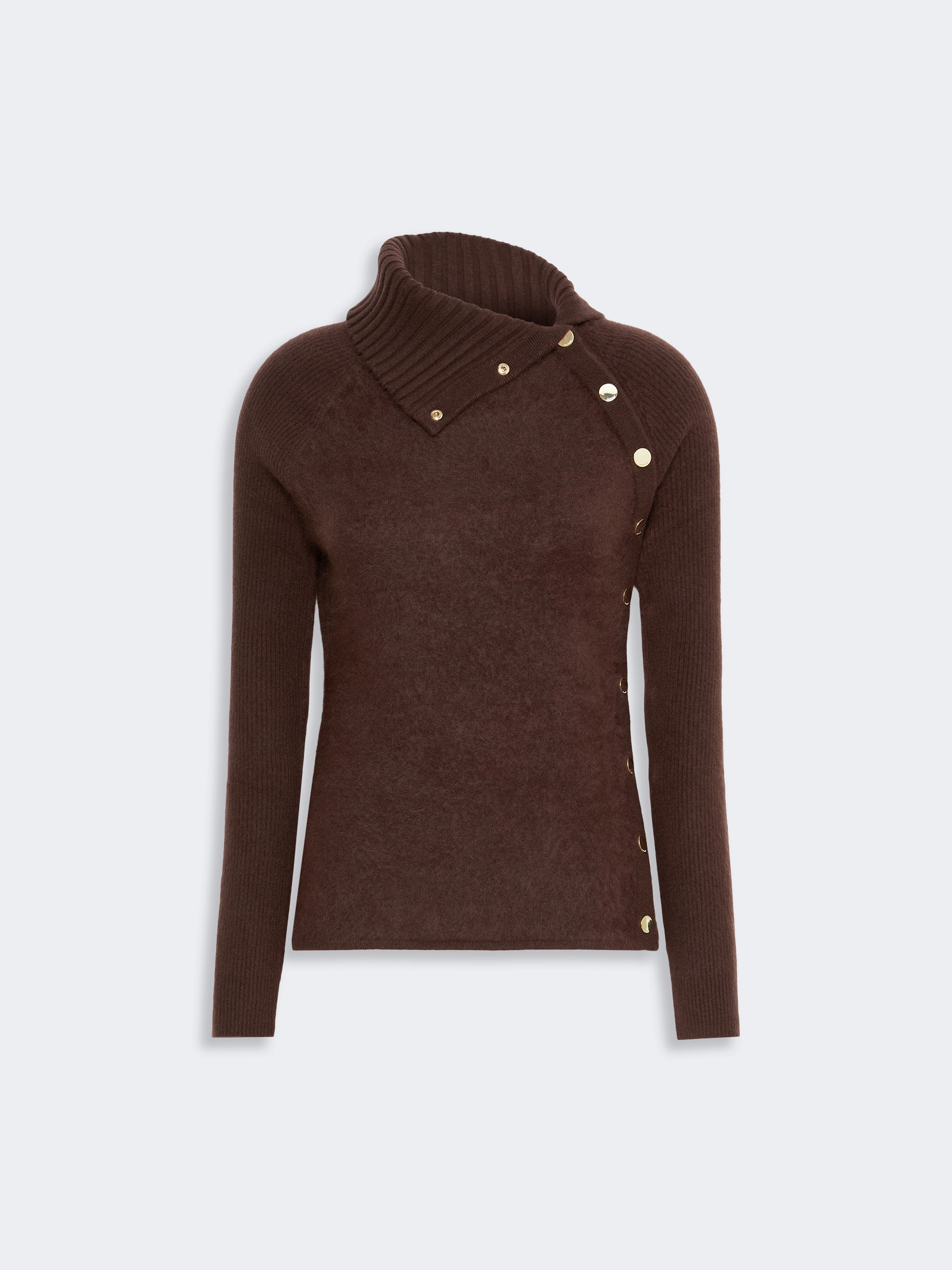 Slim asymmetrical wool sweater - CHOCOLATE - Sportmax - 6