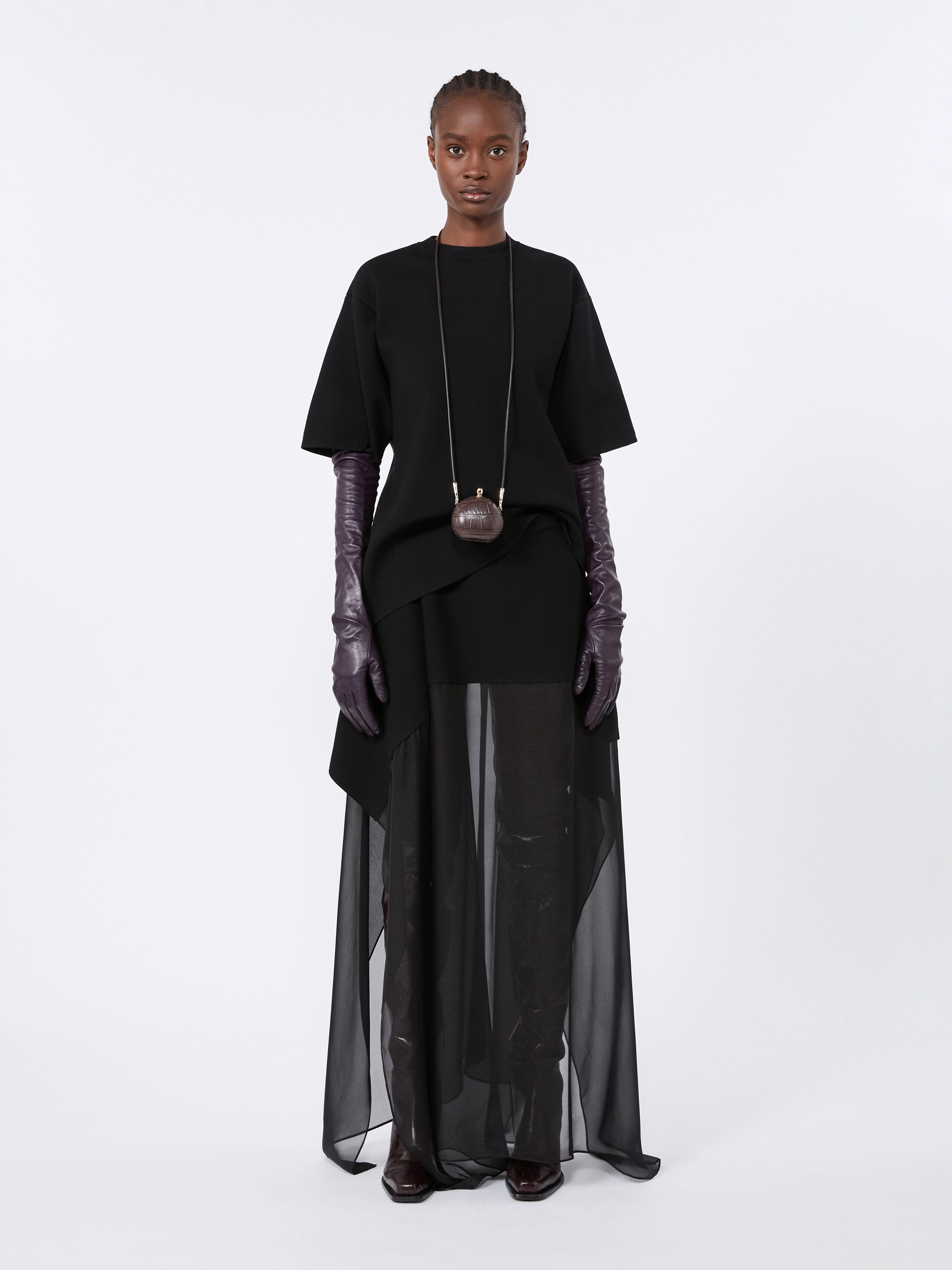 Oversized viscose T-shirt - BLACK - Sportmax