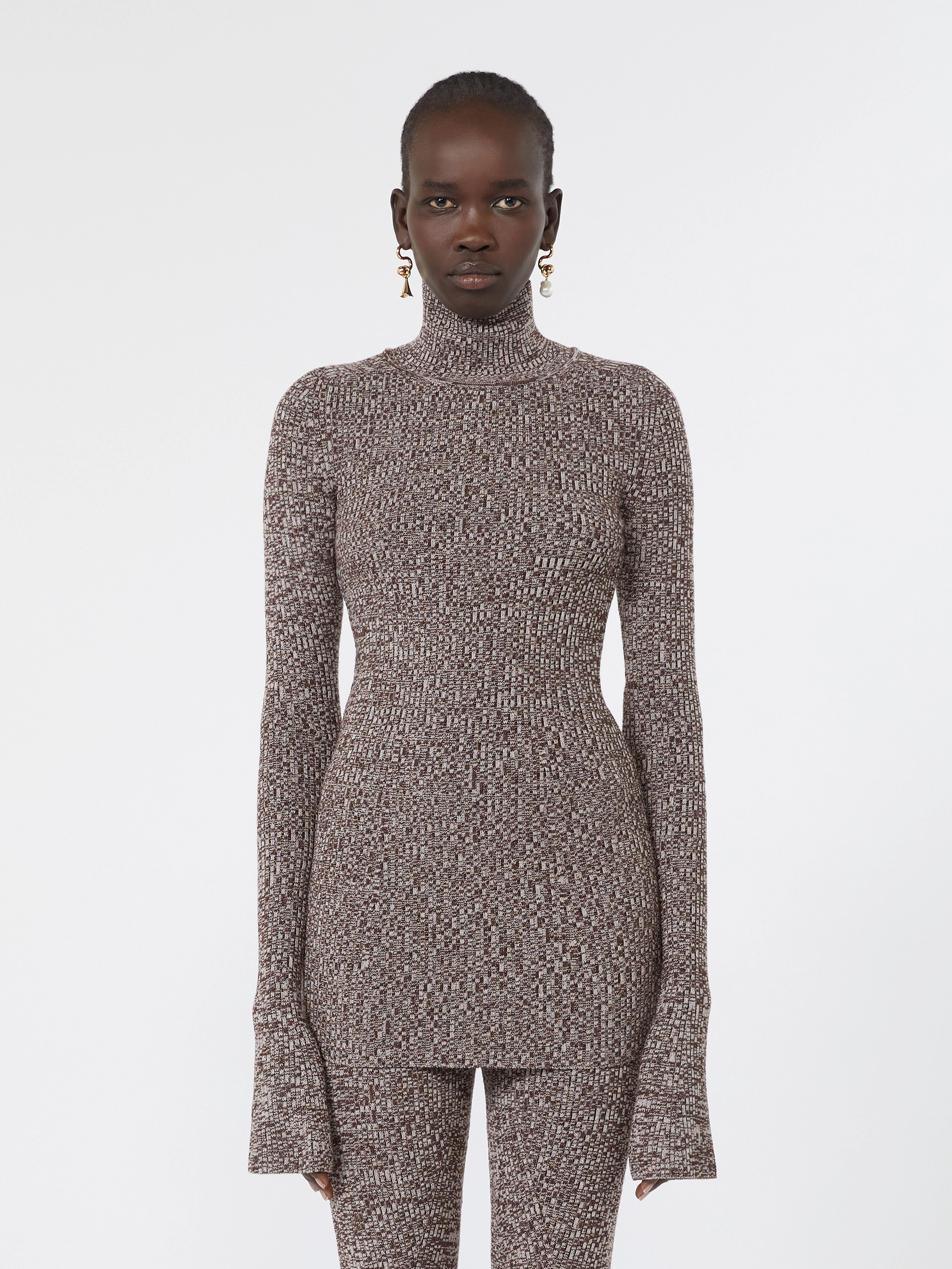 Slim stretch wool sweater - CHOCOLATE - Sportmax - 2