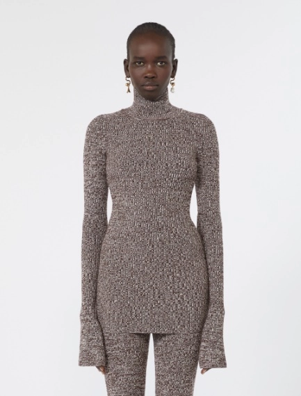 Slim stretch wool sweater - CHOCOLATE - Sportmax - 2