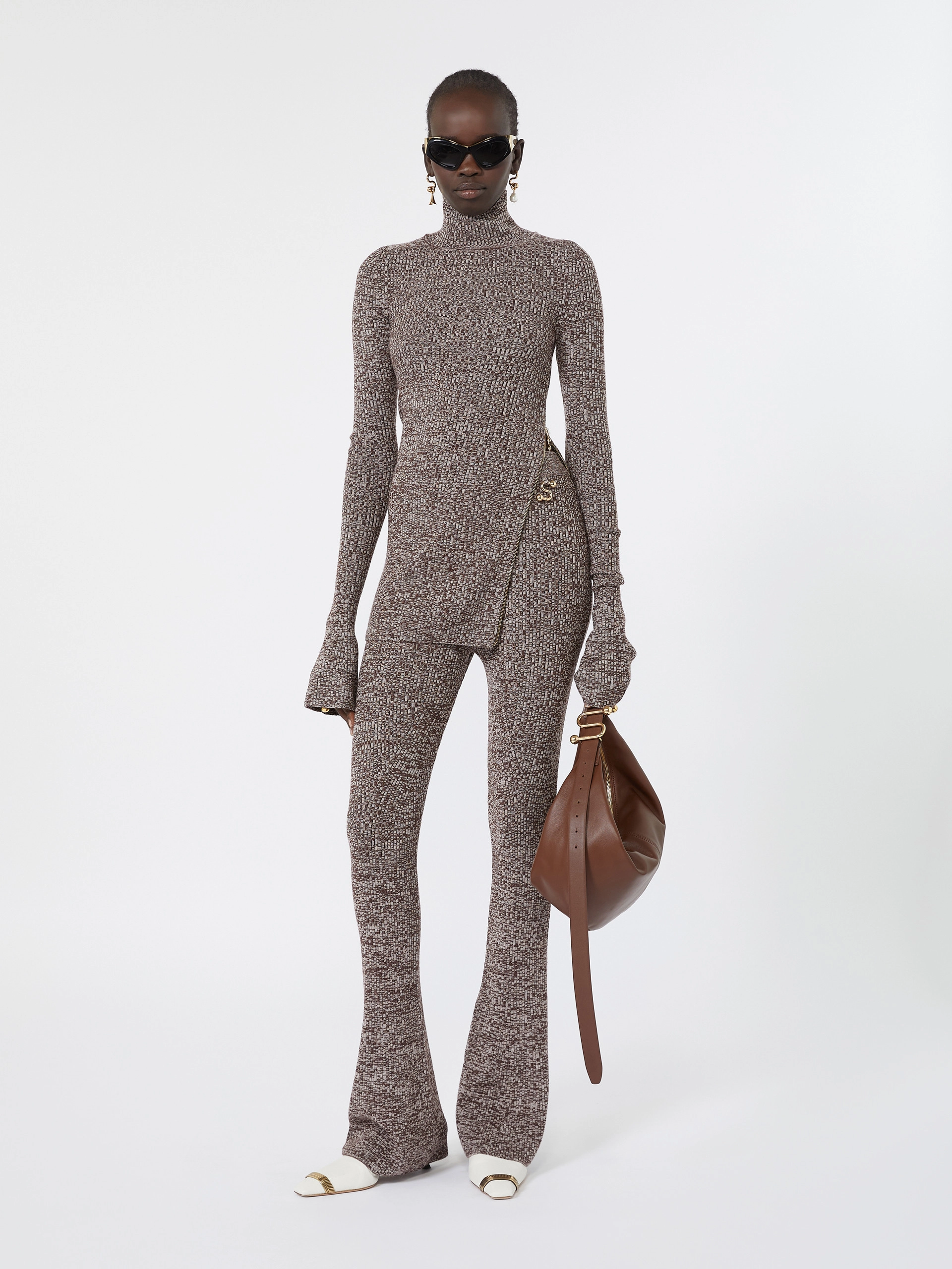 Slim stretch wool sweater - CHOCOLATE - Sportmax