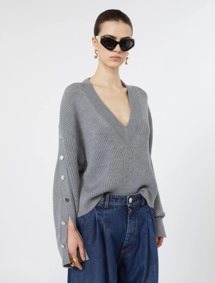Oversized wool sweater with button detail - Sportmax