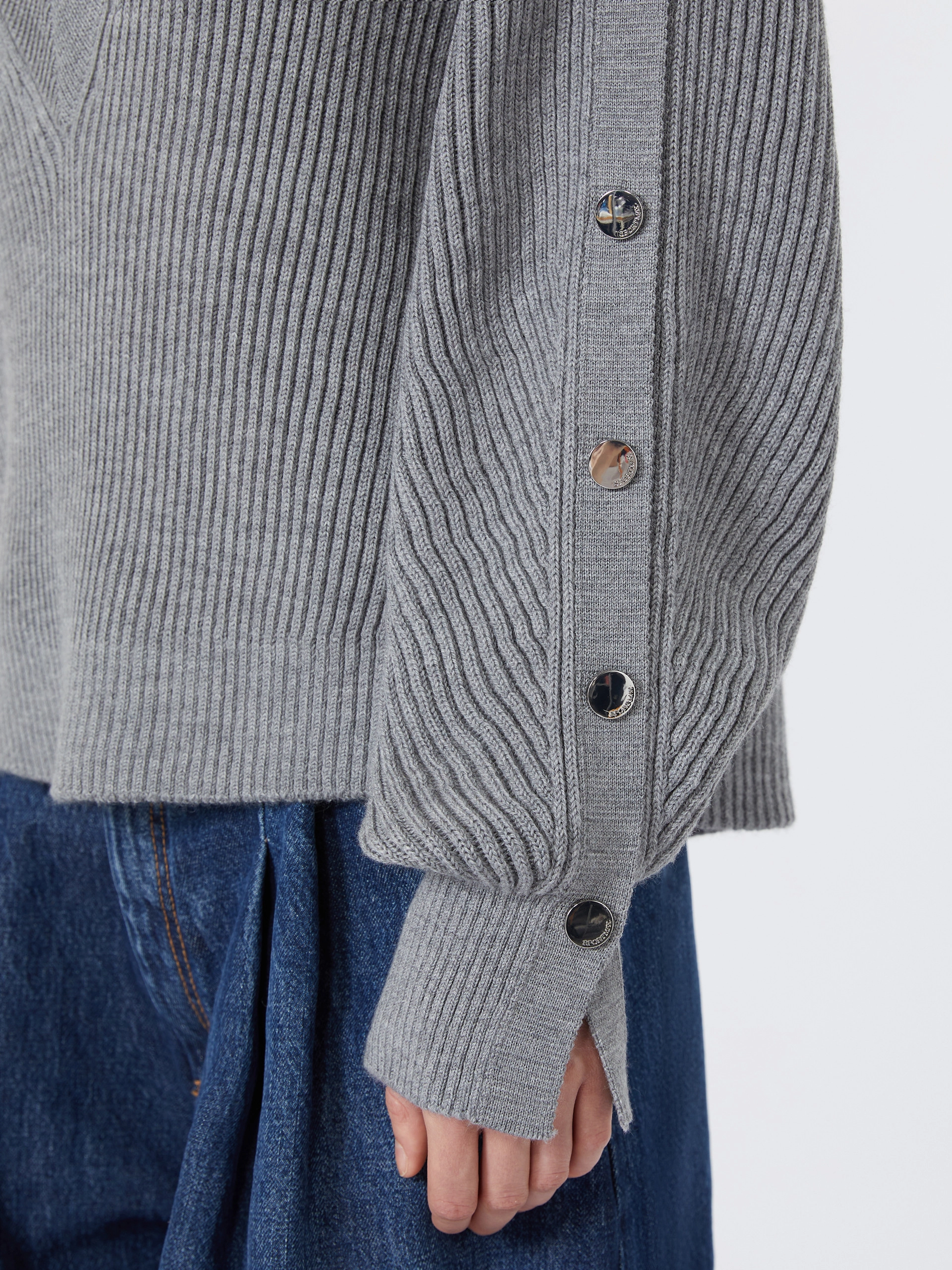 Oversized wool sweater with button detail - MEDIUM GREY - Sportmax - 5