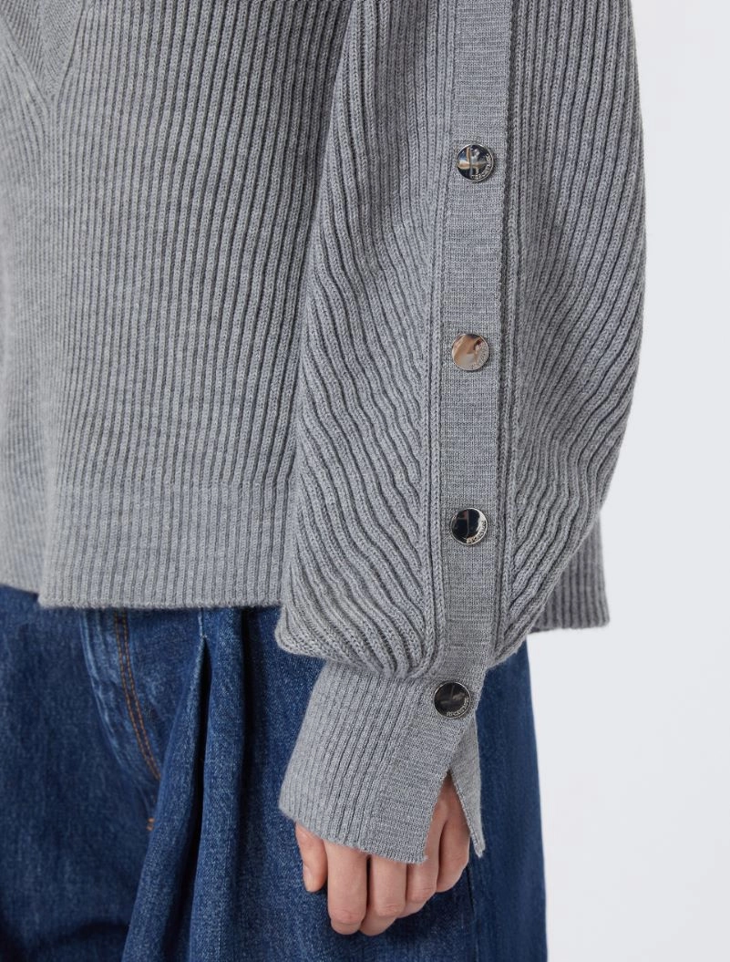 Oversized wool sweater with button detail - MEDIUM GREY - Sportmax - 5