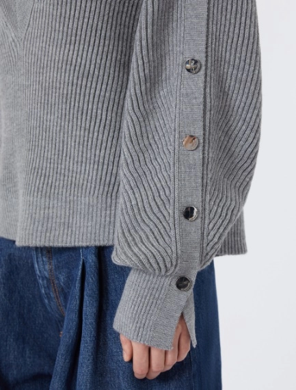Oversized wool sweater with button detail - MEDIUM GREY - Sportmax - 5