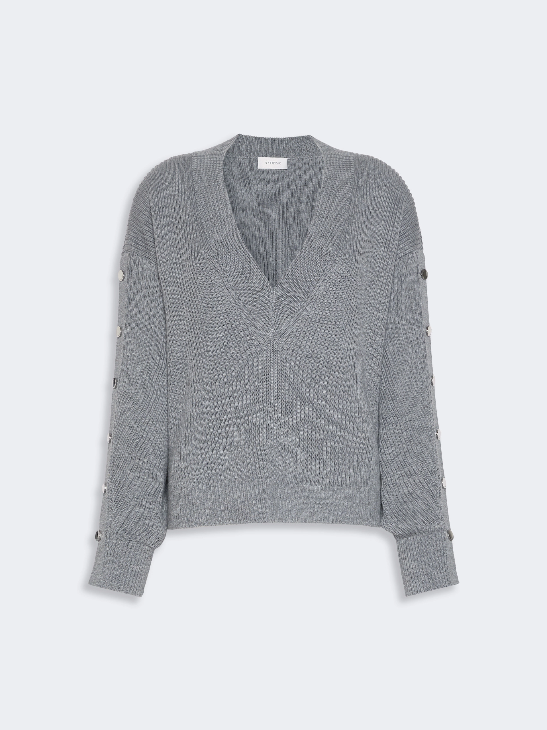 Oversized wool sweater with button detail - MEDIUM GREY - Sportmax - 6
