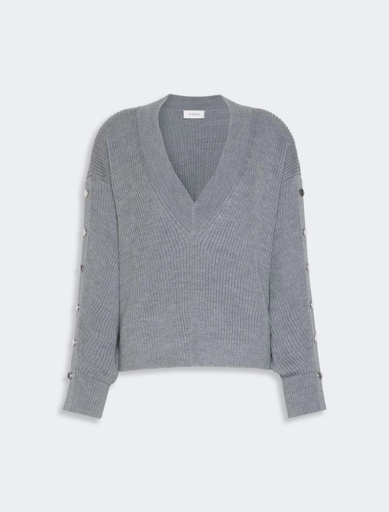 Oversized wool sweater with button detail - MEDIUM GREY - Sportmax - 6