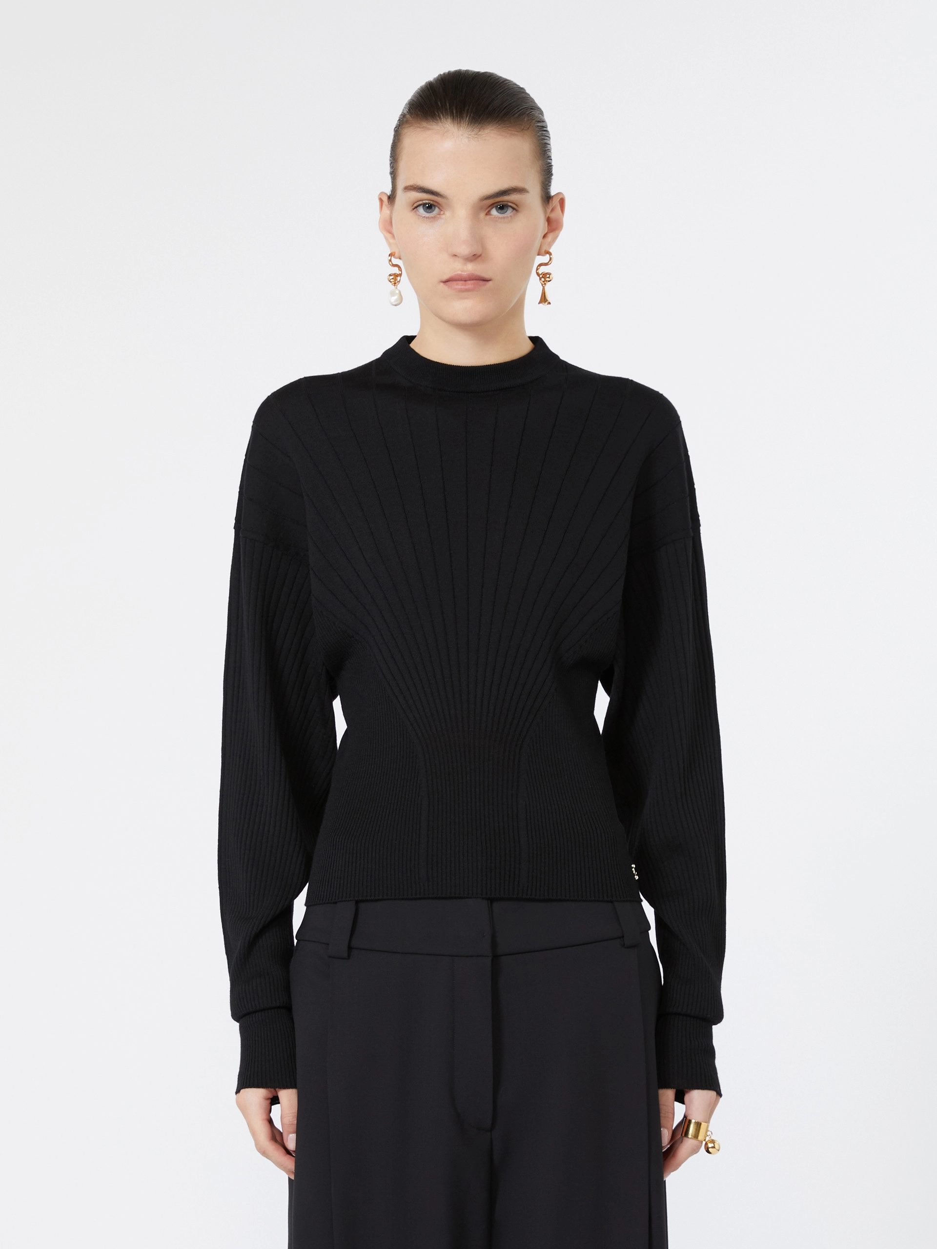 Shaped pure wool sweater - BLACK - Sportmax - 2