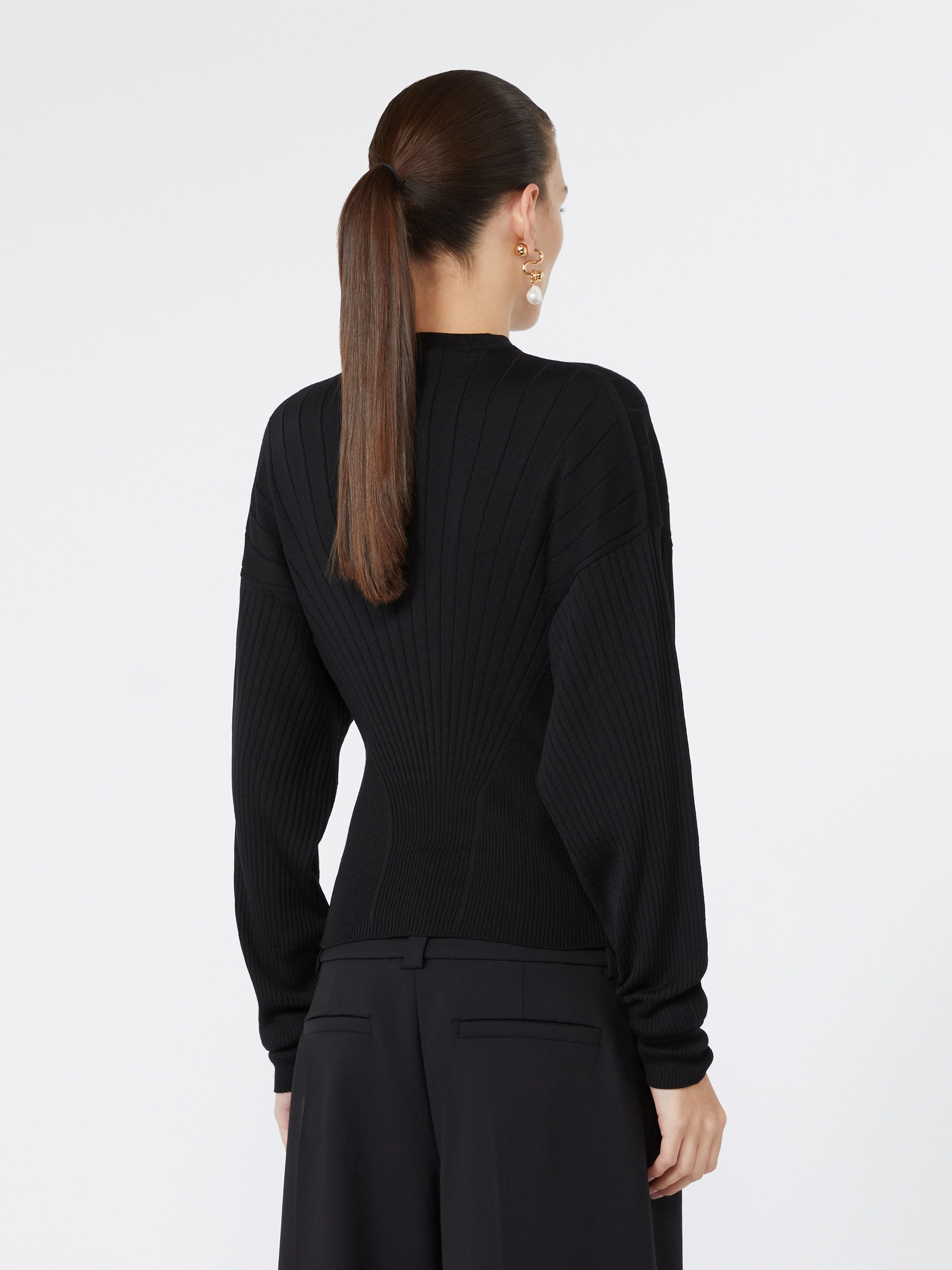 Shaped pure wool sweater - BLACK - Sportmax - 3