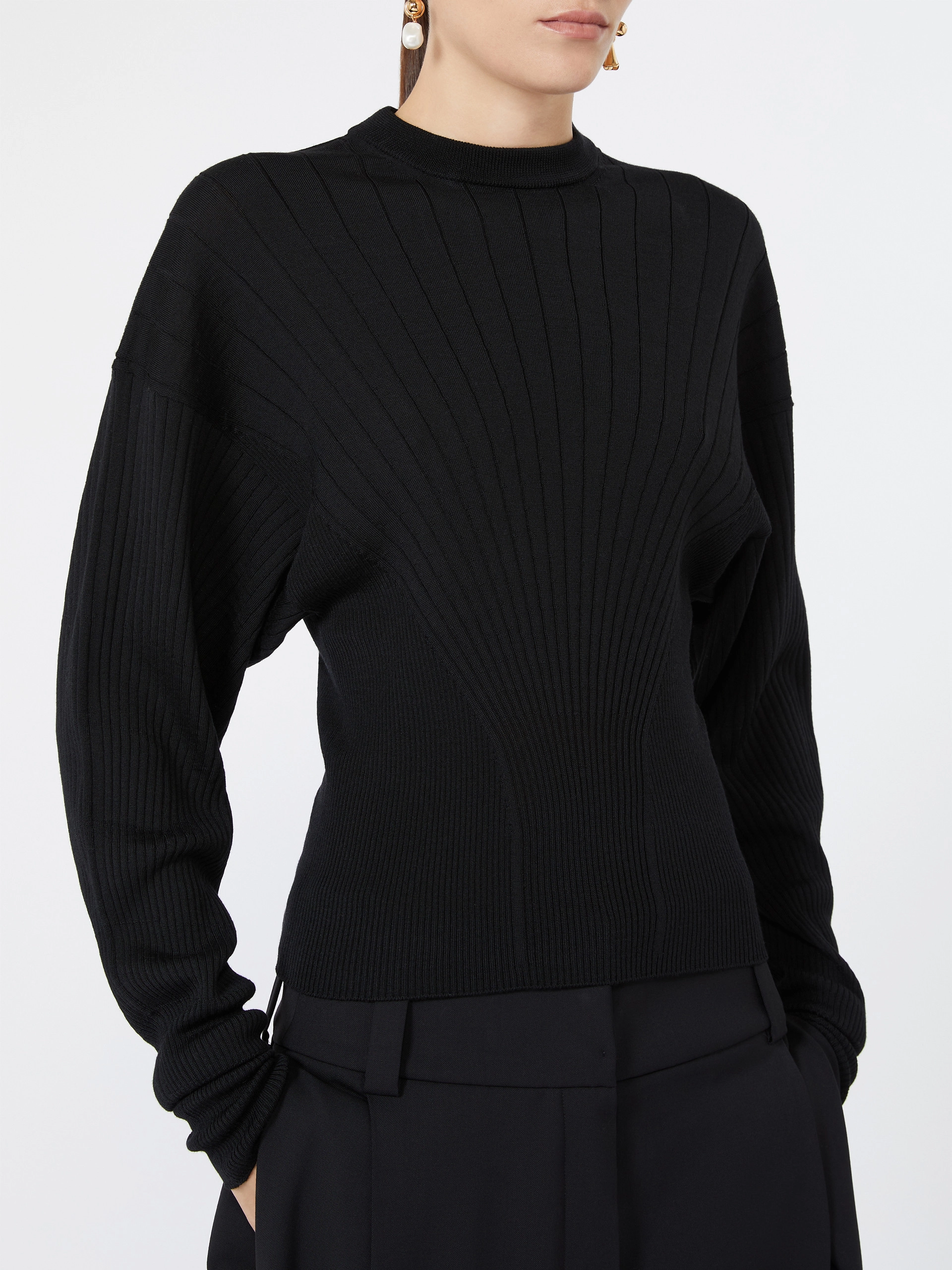 Shaped pure wool sweater - BLACK - Sportmax - 5