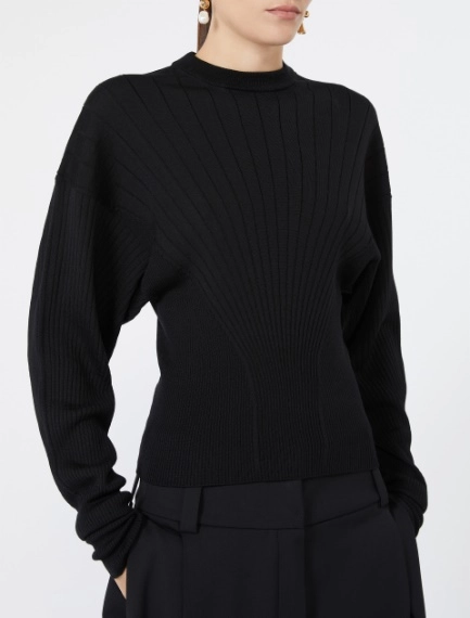 Shaped pure wool sweater - BLACK - Sportmax - 5
