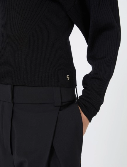 Shaped pure wool sweater - BLACK - Sportmax - 6