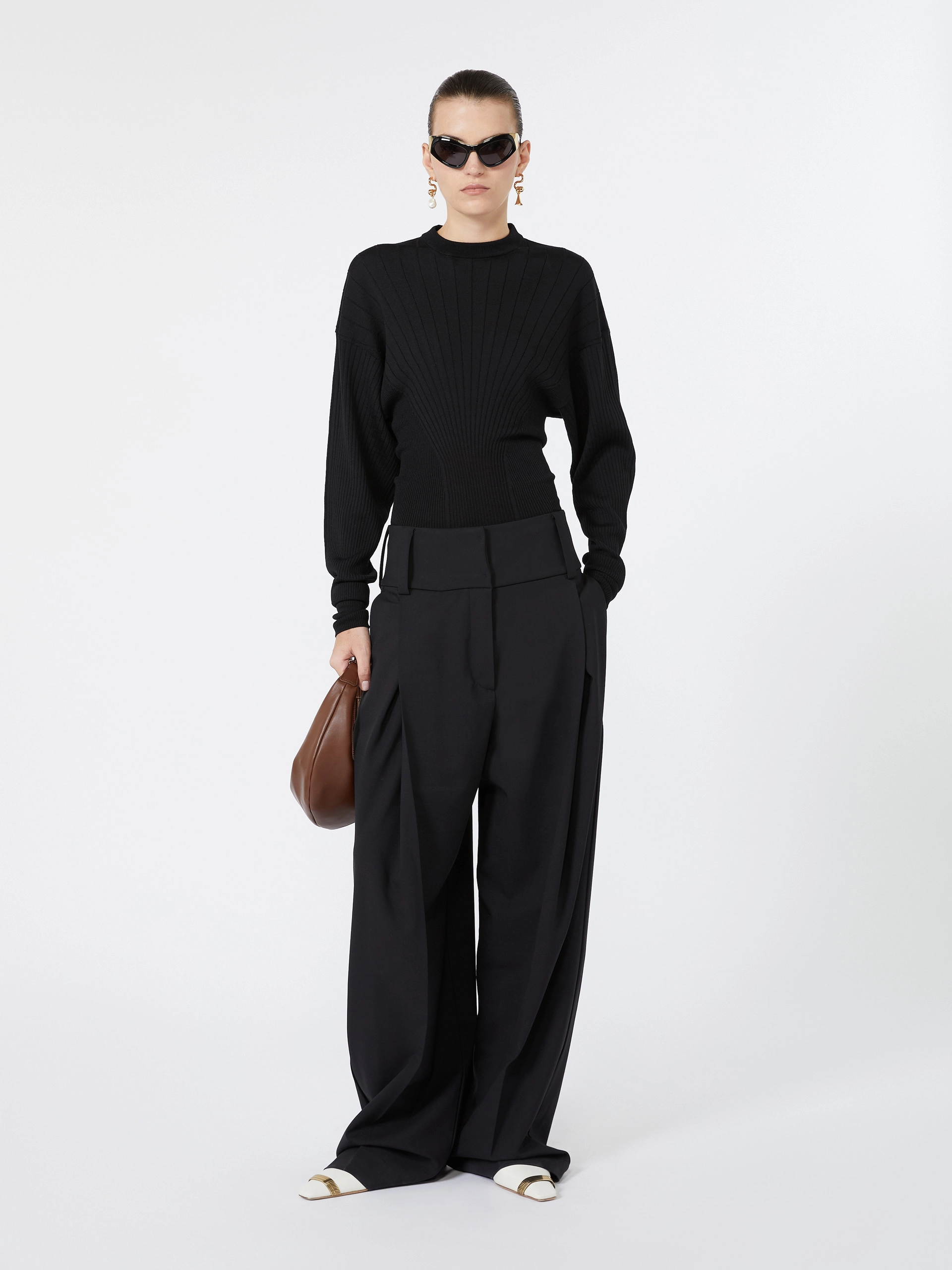 Shaped pure wool sweater - BLACK - Sportmax